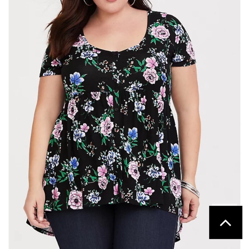 Torrid Super Soft Floral Babydoll Tee Size 1